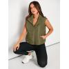 imageAUTOMET Puffer Vest Women Sleeveless Winter Cropped Outerwear Warm Puffer Lightweight Standup Collar Down with PocketsArmy Green
