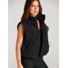 imageAUTOMET Puffer Vest Women Sleeveless Winter Cropped Outerwear Warm Puffer Lightweight Standup Collar Down with PocketsBlack