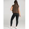 imageAUTOMET Puffer Vest Women Sleeveless Winter Cropped Outerwear Warm Puffer Lightweight Standup Collar Down with PocketsBrown