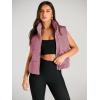 imageAUTOMET Puffer Vest Women Sleeveless Winter Cropped Outerwear Warm Puffer Lightweight Standup Collar Down with PocketsDarkpink