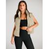 imageAUTOMET Puffer Vest Women Sleeveless Winter Cropped Outerwear Warm Puffer Lightweight Standup Collar Down with PocketsLight Khaki