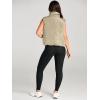 imageAUTOMET Puffer Vest Women Sleeveless Winter Cropped Outerwear Warm Puffer Lightweight Standup Collar Down with PocketsLight Khaki