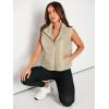 imageAUTOMET Puffer Vest Women Sleeveless Winter Cropped Outerwear Warm Puffer Lightweight Standup Collar Down with PocketsLight Khaki