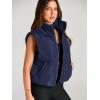 imageAUTOMET Puffer Vest Women Sleeveless Winter Cropped Outerwear Warm Puffer Lightweight Standup Collar Down with PocketsNavy