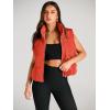 imageAUTOMET Puffer Vest Women Sleeveless Winter Cropped Outerwear Warm Puffer Lightweight Standup Collar Down with PocketsOrange