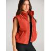 imageAUTOMET Puffer Vest Women Sleeveless Winter Cropped Outerwear Warm Puffer Lightweight Standup Collar Down with PocketsOrange