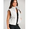 imageAUTOMET Puffer Vest Women Sleeveless Winter Cropped Outerwear Warm Puffer Lightweight Standup Collar Down with PocketsWhite