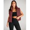 imageAUTOMET Puffer Vest Women Sleeveless Winter Cropped Outerwear Warm Puffer Lightweight Standup Collar Down with PocketsWine Red