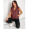 imageAUTOMET Puffer Vest Women Sleeveless Winter Cropped Outerwear Warm Puffer Lightweight Standup Collar Down with PocketsWine Red