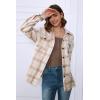 imageAUTOMET Womens Fall Outfits Fashion Clothes Shackets Flannel Plaid Button Down Long Sleeve Shirts JacketsKhaki