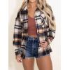 imageAUTOMET Womens Fall Outfits Fashion Clothes Shackets Flannel Plaid Button Down Long Sleeve Shirts JacketsOrangewhite
