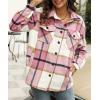 imageAUTOMET Womens Fall Outfits Fashion Clothes Shackets Flannel Plaid Button Down Long Sleeve Shirts JacketsPink