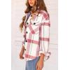 imageAUTOMET Womens Fall Outfits Fashion Clothes Shackets Flannel Plaid Button Down Long Sleeve Shirts JacketsPinkwhite