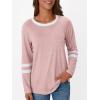imageAUTOMET Womens Long Sleeve Shirts Color Block Casual Crewneck Tops Tshirt Basic Tee Fall Fashion Clothes Trendy OutfitsPink