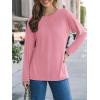 imageAUTOMET Womens Long Sleeve Shirts Loose Fitted Crewneck Basic Tops Casual Outfits Fall Clothes 2025Pink