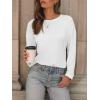 imageAUTOMET Womens Long Sleeve Shirts Loose Fitted Crewneck Basic Tops Casual Outfits Fall Clothes 2025White