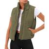imageAUTOMET Puffer Vest Women Sleeveless Winter Cropped Outerwear Warm Puffer Lightweight Standup Collar Down with PocketsArmy Green