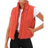 imageAUTOMET Puffer Vest Women Sleeveless Winter Cropped Outerwear Warm Puffer Lightweight Standup Collar Down with PocketsOrange