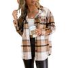 imageAUTOMET Womens Fall Outfits Fashion Clothes Shackets Flannel Plaid Button Down Long Sleeve Shirts JacketsApricot