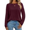 imageAUTOMET Womens Long Sleeve Shirts Loose Fitted Crewneck Basic Tops Casual Outfits Fall Clothes 2025Wine Red