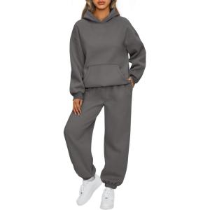 imageAUTOMET Womens 2 Piece Outfits Lounge Hoodie Sweatsuit Sets Oversized Sweatshirt Baggy Fall Fashion Sweatpants with PocketsBlackgrey