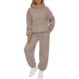 imageAUTOMET Womens 2 Piece Outfits Lounge Hoodie Sweatsuit Sets Oversized Sweatshirt Baggy Fall Fashion Sweatpants with PocketsCoffeegrey