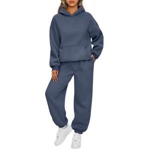 imageAUTOMET Womens 2 Piece Outfits Lounge Hoodie Sweatsuit Sets Oversized Sweatshirt Baggy Fall Fashion Sweatpants with PocketsDustyblue