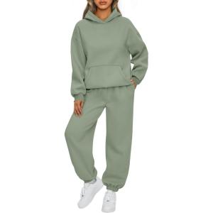 imageAUTOMET Womens 2 Piece Outfits Lounge Hoodie Sweatsuit Sets Oversized Sweatshirt Baggy Fall Fashion Sweatpants with PocketsGreen