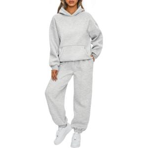 imageAUTOMET Womens 2 Piece Outfits Lounge Hoodie Sweatsuit Sets Oversized Sweatshirt Baggy Fall Fashion Sweatpants with PocketsGrey