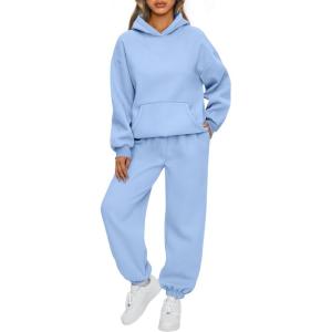 imageAUTOMET Womens 2 Piece Outfits Lounge Hoodie Sweatsuit Sets Oversized Sweatshirt Baggy Fall Fashion Sweatpants with PocketsLightblue