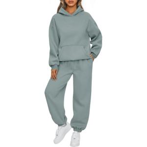 imageAUTOMET Womens 2 Piece Outfits Lounge Hoodie Sweatsuit Sets Oversized Sweatshirt Baggy Fall Fashion Sweatpants with PocketsLightgreen