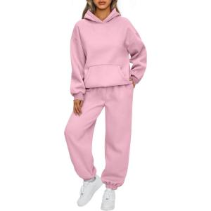 imageAUTOMET Womens 2 Piece Outfits Lounge Hoodie Sweatsuit Sets Oversized Sweatshirt Baggy Fall Fashion Sweatpants with PocketsPalepink
