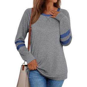 imageAUTOMET Womens Long Sleeve Shirts Color Block Casual Crewneck Tops Tshirt Basic Tee Fall Fashion Clothes Trendy OutfitsGrey