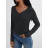 imageAUTOMET Long Sleeve T Shirts for Women Lace V Neck Casual Cute Tops Loose Fit Fall Winter Basic ClothingBlack