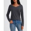 imageAUTOMET Long Sleeve T Shirts for Women Lace V Neck Casual Cute Tops Loose Fit Fall Winter Basic ClothingBlackgrey