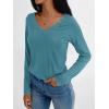 imageAUTOMET Long Sleeve T Shirts for Women Lace V Neck Casual Cute Tops Loose Fit Fall Winter Basic ClothingBluegreen