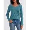 imageAUTOMET Long Sleeve T Shirts for Women Lace V Neck Casual Cute Tops Loose Fit Fall Winter Basic ClothingBluegreen