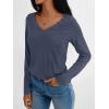 imageAUTOMET Long Sleeve T Shirts for Women Lace V Neck Casual Cute Tops Loose Fit Fall Winter Basic ClothingDarkblue
