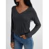 imageAUTOMET Long Sleeve T Shirts for Women Lace V Neck Casual Cute Tops Loose Fit Fall Winter Basic ClothingGrey