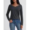 imageAUTOMET Long Sleeve T Shirts for Women Lace V Neck Casual Cute Tops Loose Fit Fall Winter Basic ClothingGrey