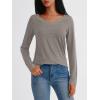 imageAUTOMET Long Sleeve T Shirts for Women Lace V Neck Casual Cute Tops Loose Fit Fall Winter Basic ClothingKhaki
