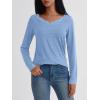 imageAUTOMET Long Sleeve T Shirts for Women Lace V Neck Casual Cute Tops Loose Fit Fall Winter Basic ClothingSkyblue