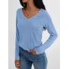 imageAUTOMET Long Sleeve T Shirts for Women Lace V Neck Casual Cute Tops Loose Fit Fall Winter Basic ClothingSkyblue