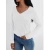 imageAUTOMET Long Sleeve T Shirts for Women Lace V Neck Casual Cute Tops Loose Fit Fall Winter Basic ClothingWhite
