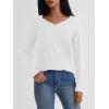 imageAUTOMET Long Sleeve T Shirts for Women Lace V Neck Casual Cute Tops Loose Fit Fall Winter Basic ClothingWhite
