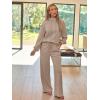 imageAUTOMET Lounge Sets for Women Sweatsuits 2 Piece Outfits 2025 Fall Drawstring Sweatshirt Wide Leg Sweatpants TracksuitKhaki