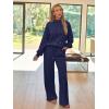 imageAUTOMET Lounge Sets for Women Sweatsuits 2 Piece Outfits 2025 Fall Drawstring Sweatshirt Wide Leg Sweatpants TracksuitNavyblue