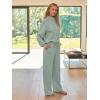imageAUTOMET Lounge Sets for Women Sweatsuits 2 Piece Outfits 2025 Fall Drawstring Sweatshirt Wide Leg Sweatpants TracksuitSagegreen