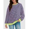 imageAUTOMET Oversized Sweatshirt for Women 2025 Fall Crewneck Striped Long Sleeve Shirts Hoodies Preppy Top Y2K Outfits PinkGreen M