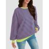 imageAUTOMET Oversized Sweatshirt for Women 2025 Fall Crewneck Striped Long Sleeve Shirts Hoodies Preppy Top Y2K Outfits PinkGreen M
